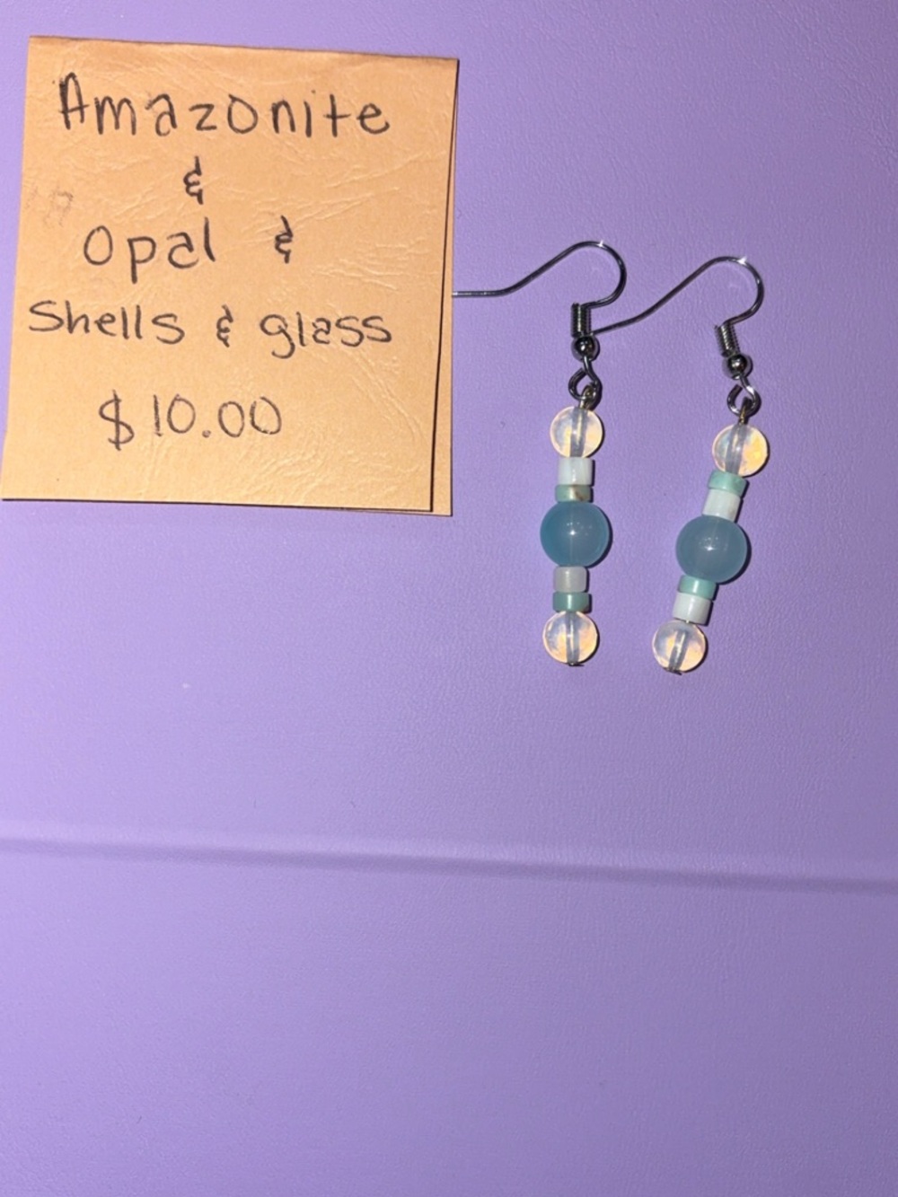 Handmade Aqua Amazonite & Opal Drop Earrings